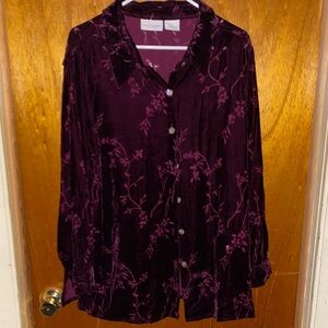 Jaclyn Smith Burgundy Velvet Blouse